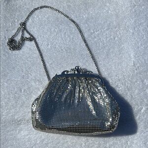 Whiting & Davis Silver Evening Clutch with Chain Strap